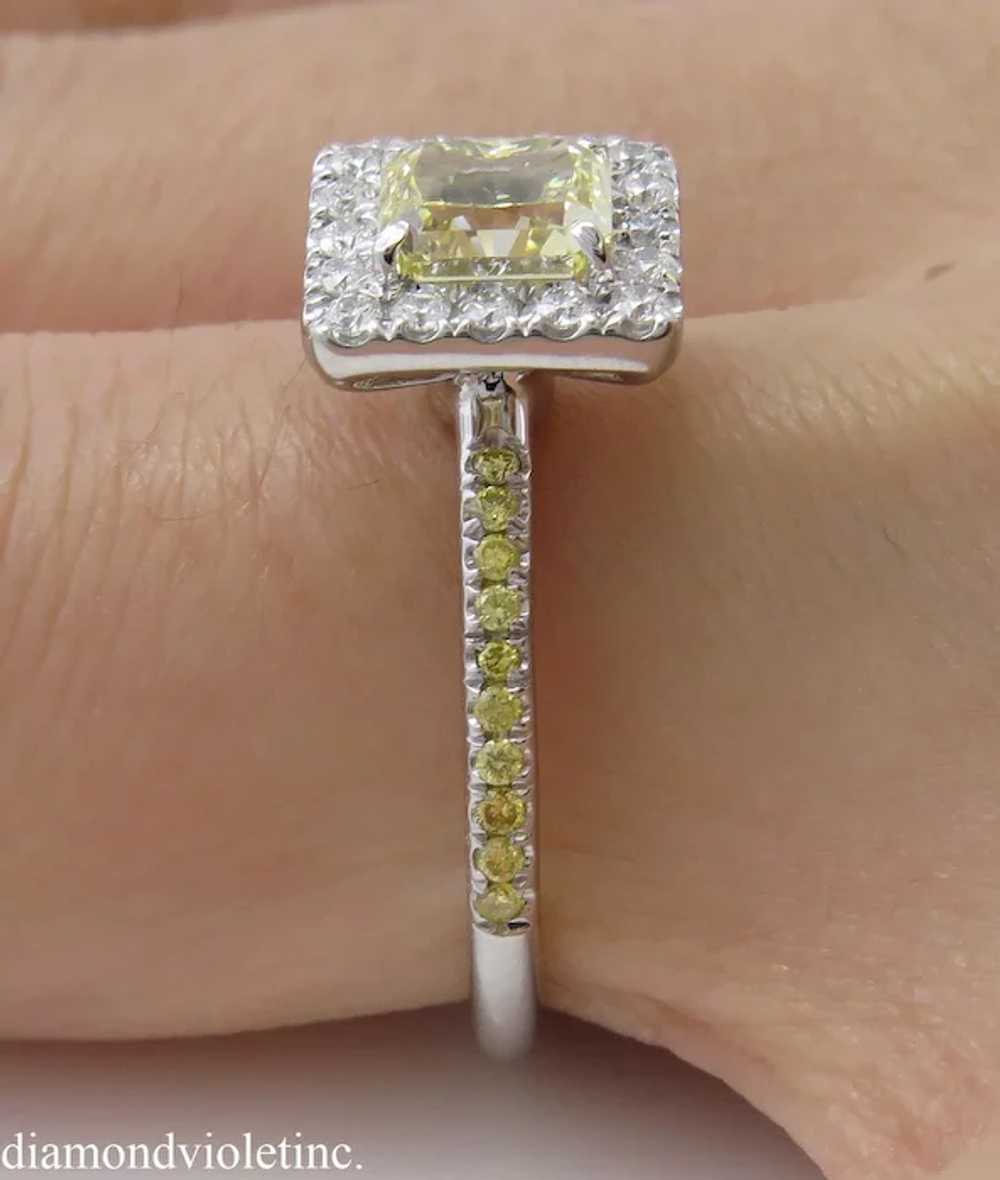 Vintage GIA 1.55ct Fancy Yellow Radiant Diamond E… - image 4