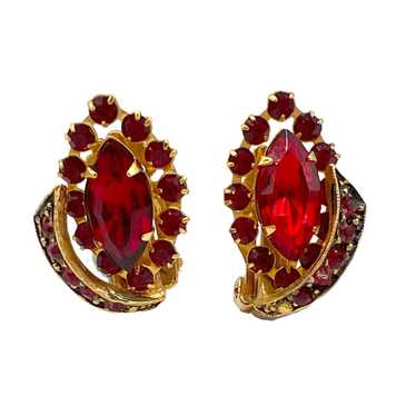 Vintage Red Rhinestone Earrings - image 1
