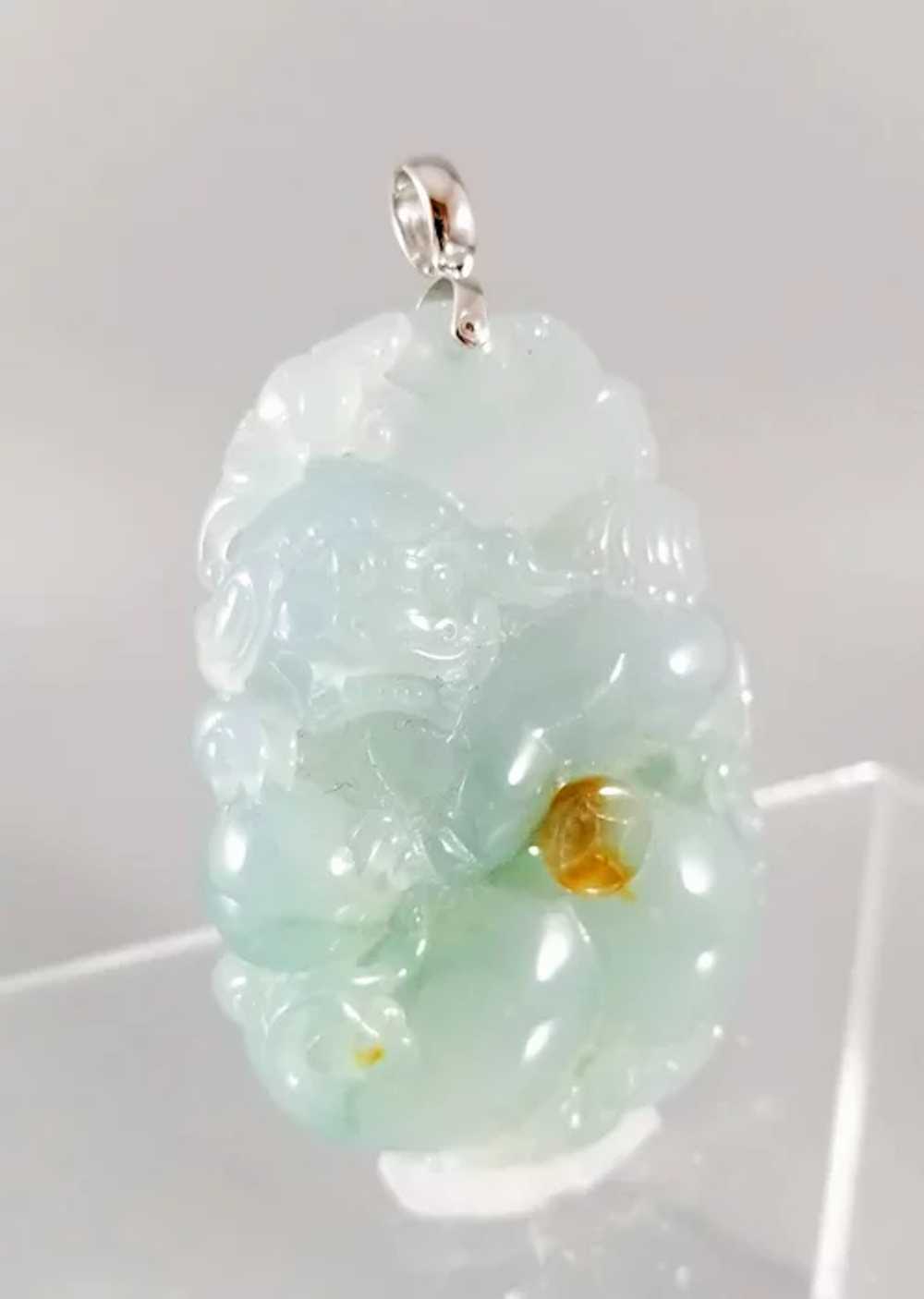 18K Carved AAA Jadeite Pendant - Foo Dog - image 2