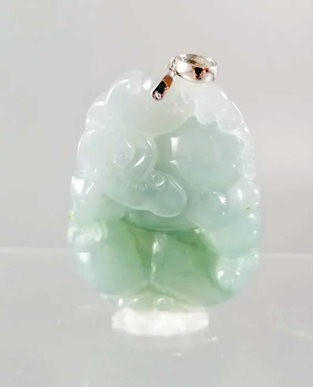 18K Carved AAA Jadeite Pendant - Foo Dog - image 4