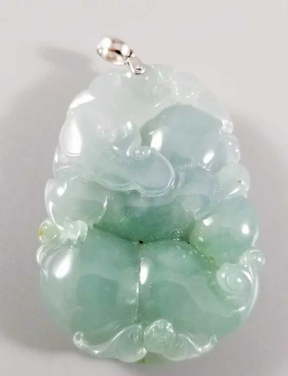 18K Carved AAA Jadeite Pendant - Foo Dog - image 5