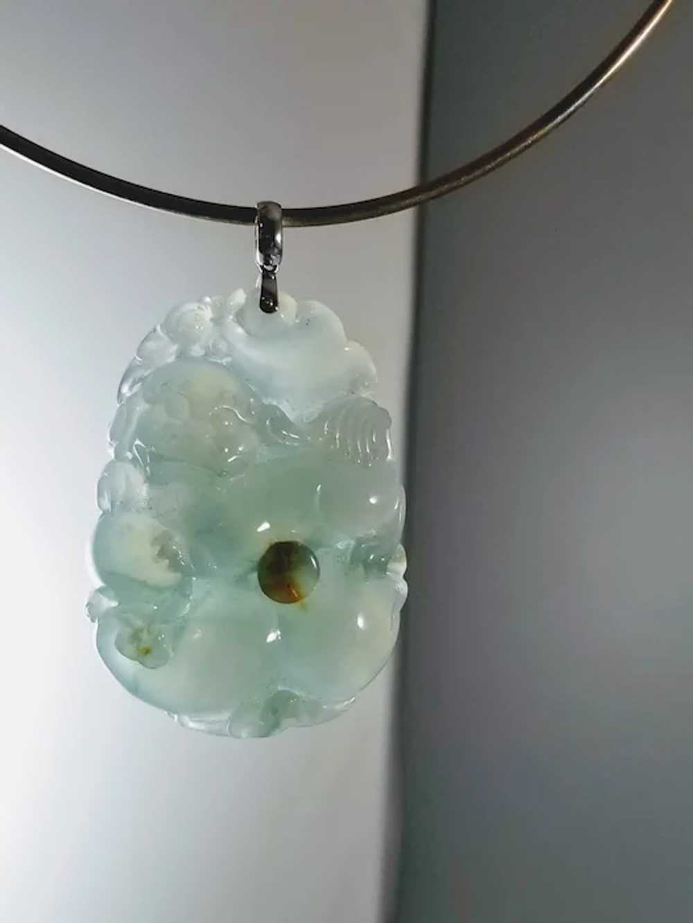 18K Carved AAA Jadeite Pendant - Foo Dog - image 8