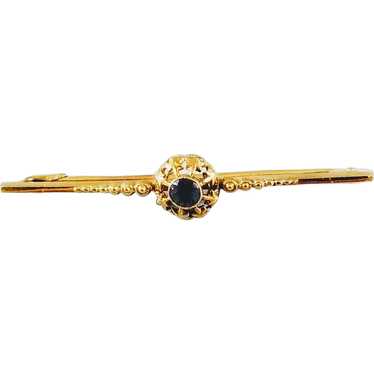 18K Sapphire Art Deco Bar Pin / Brooch