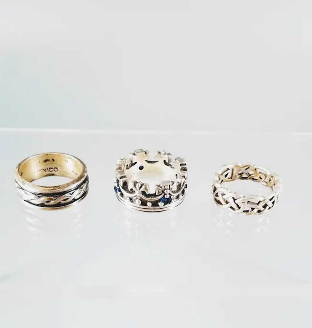 Vintage Sterling Silver Rings - 3 Rings Set - Sz … - image 3