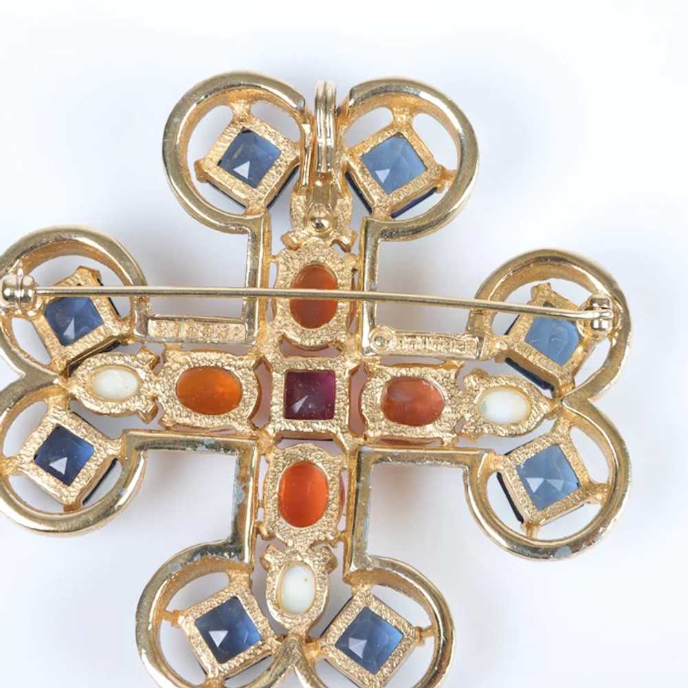 BOUCHER Huge Multi-color Jeweled Maltese Cross Pi… - image 10