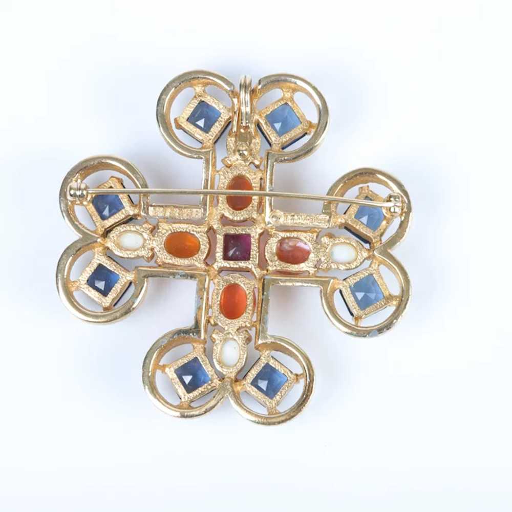 BOUCHER Huge Multi-color Jeweled Maltese Cross Pi… - image 11