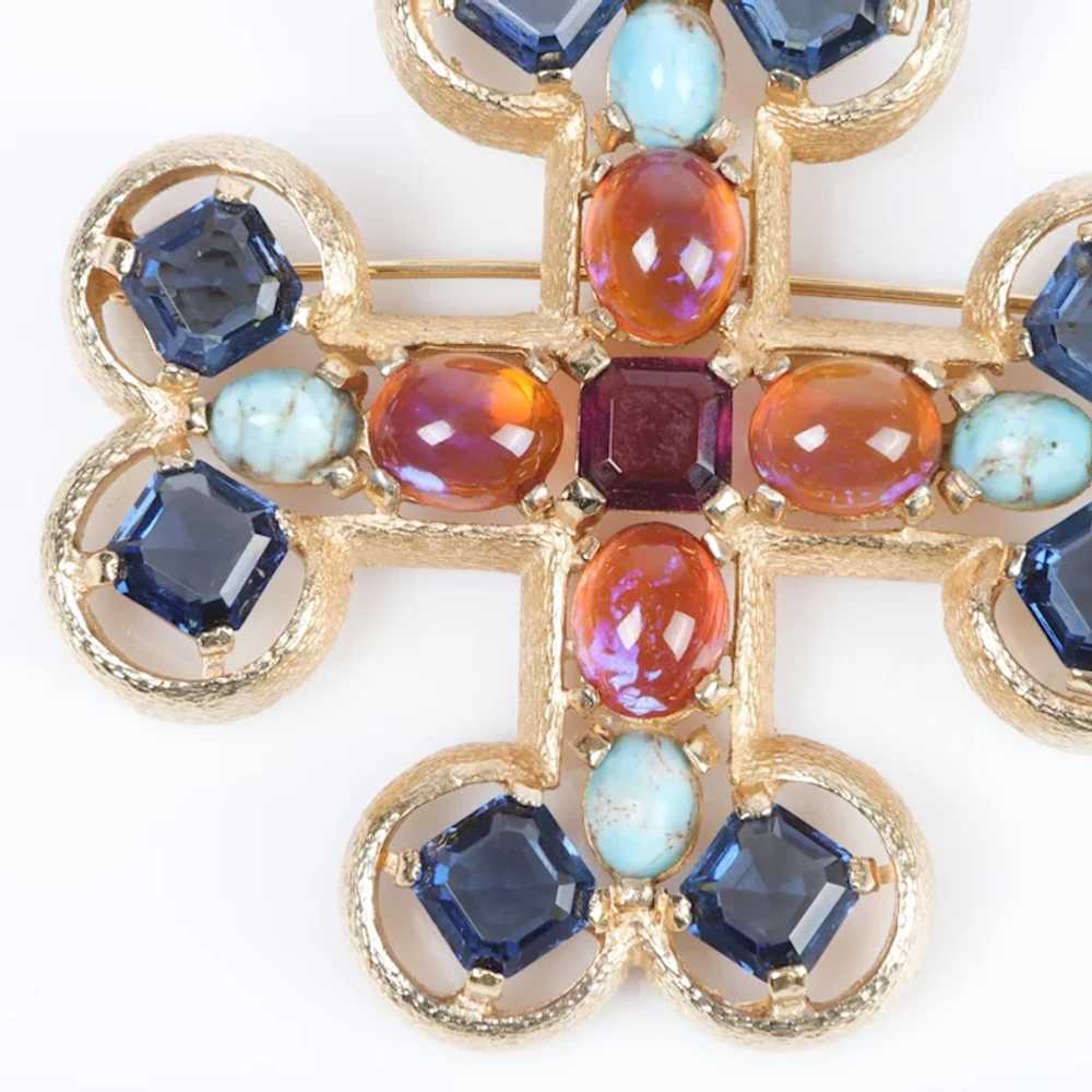 BOUCHER Huge Multi-color Jeweled Maltese Cross Pi… - image 2