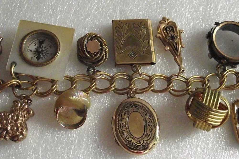 Victorian Charm Bracelet Gold Fill - Seventeen Ch… - image 3