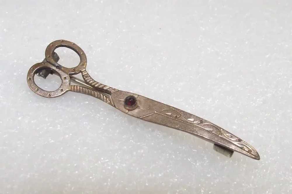 Antique Brass Scissors Brooch perfect for c.1880 … - image 2