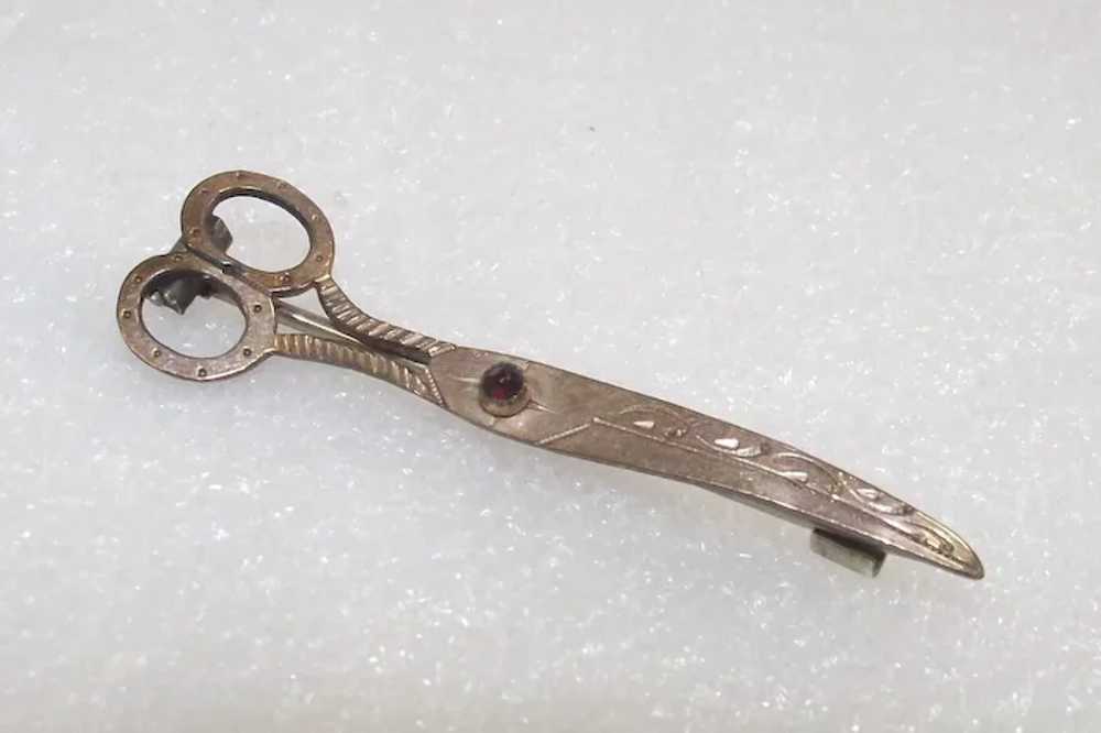 Antique Brass Scissors Brooch perfect for c.1880 … - image 4