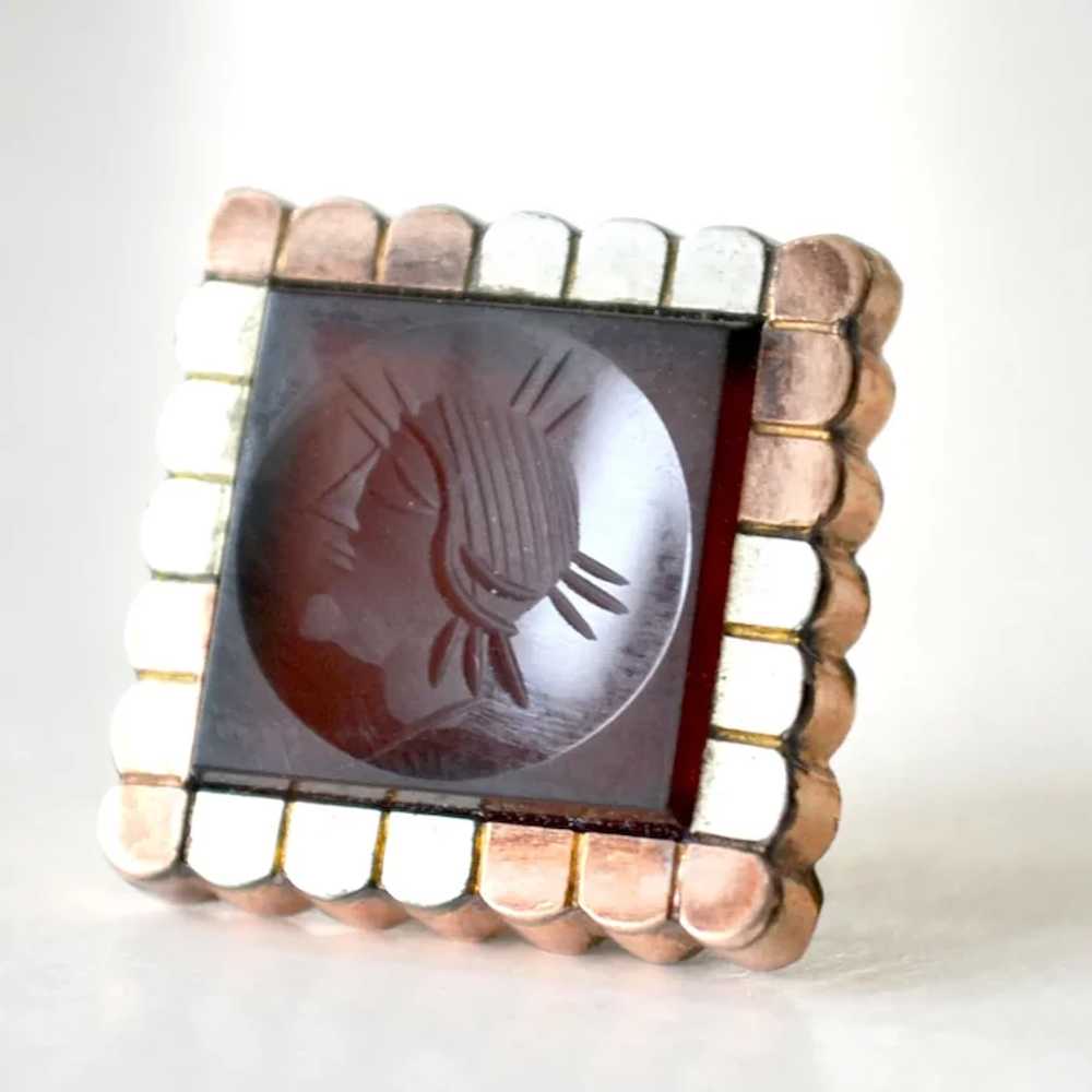 Antique Carnelian Intaglio Stud Button Lapel Pin … - image 2