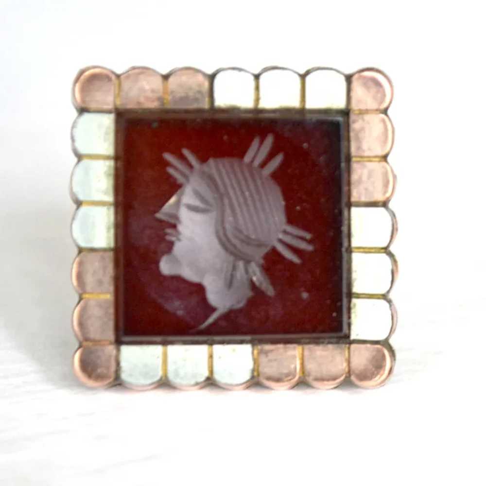 Antique Carnelian Intaglio Stud Button Lapel Pin … - image 3