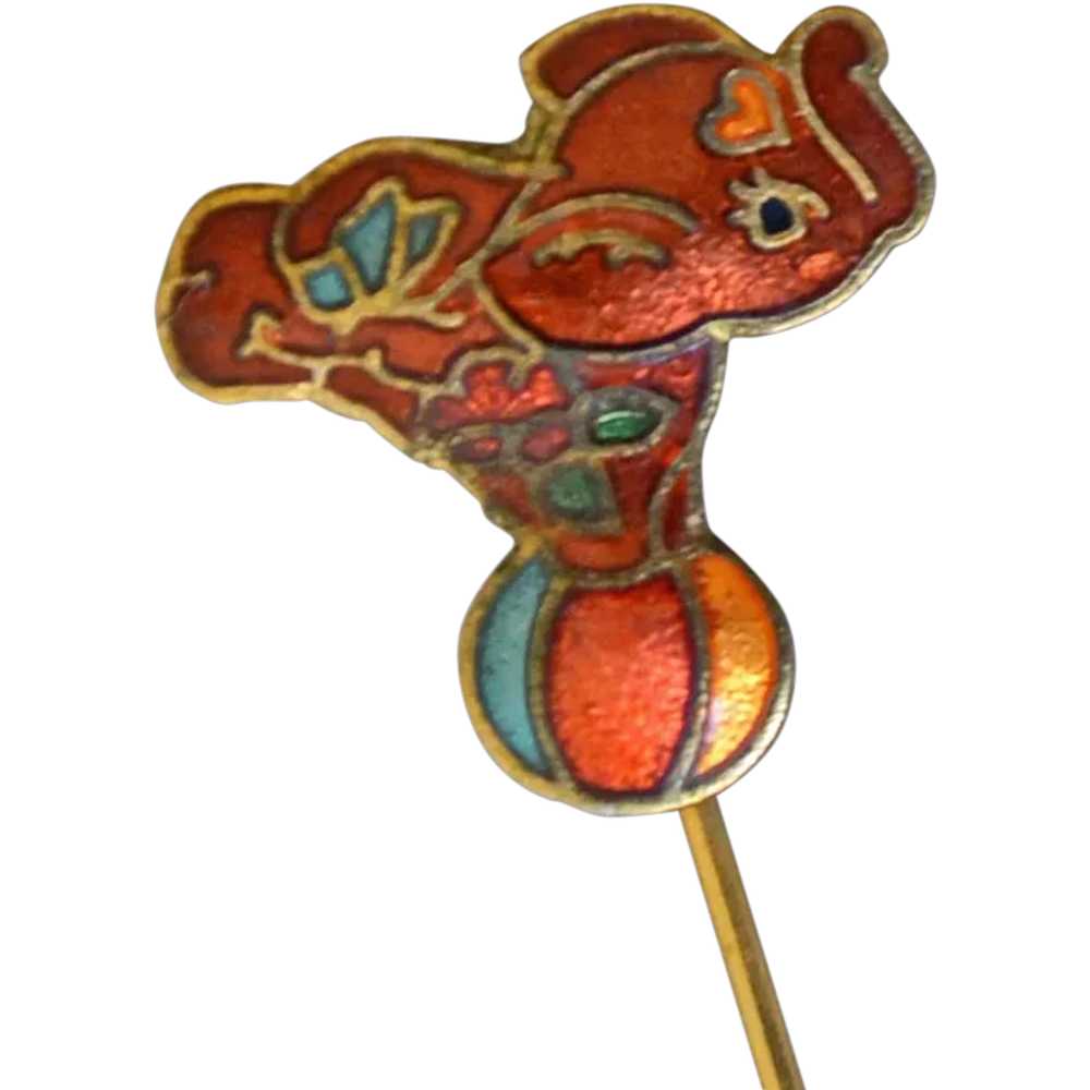 Vintage Cloisonne Circus Elephant Stick Pin - image 1