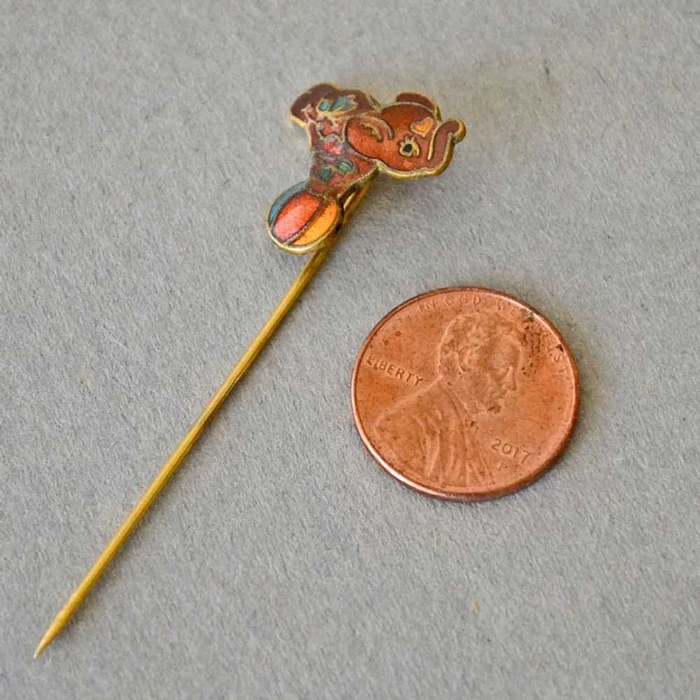 Vintage Cloisonne Circus Elephant Stick Pin - image 2