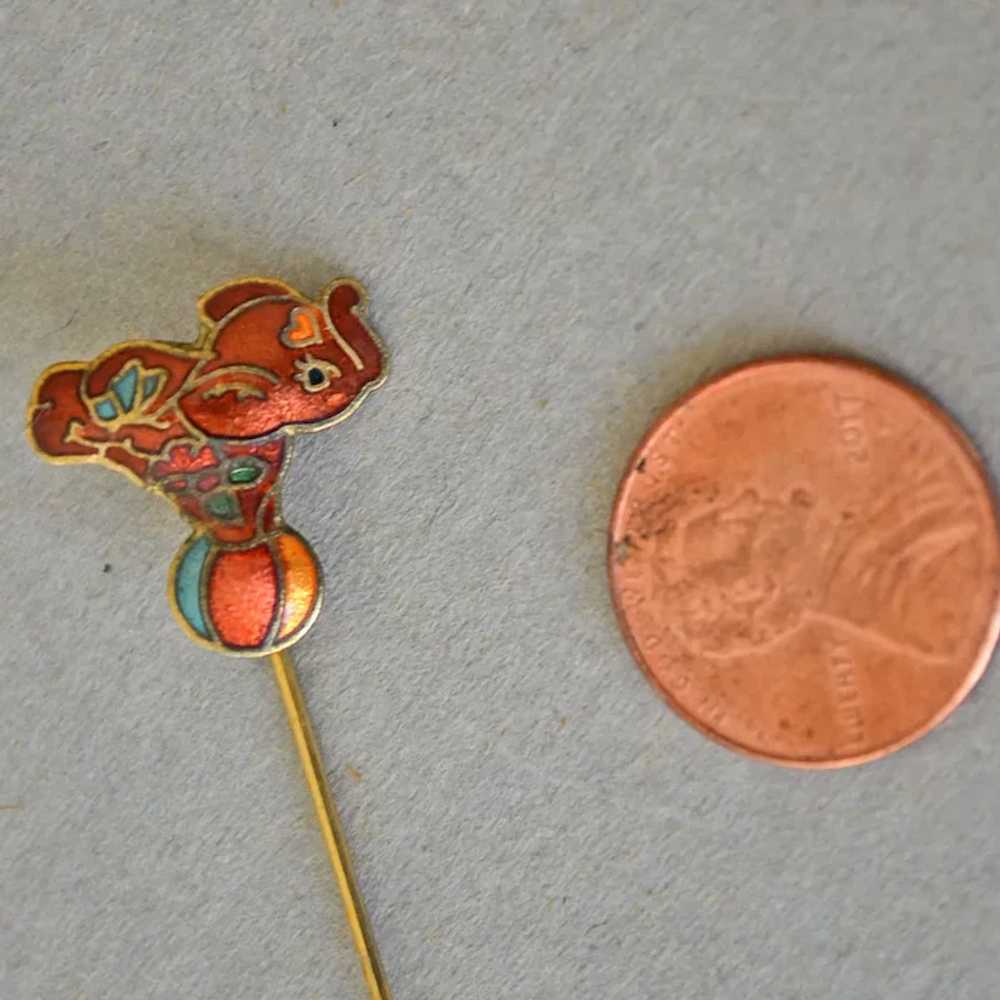 Vintage Cloisonne Circus Elephant Stick Pin - image 3