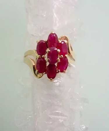 Ruby Red Ring 14KT Yellow Gold Multi Stones - image 1