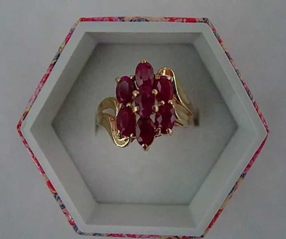 Ruby Red Ring 14KT Yellow Gold Multi Stones - image 2