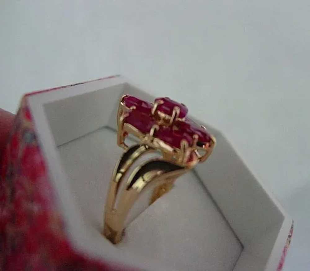 Ruby Red Ring 14KT Yellow Gold Multi Stones - image 3