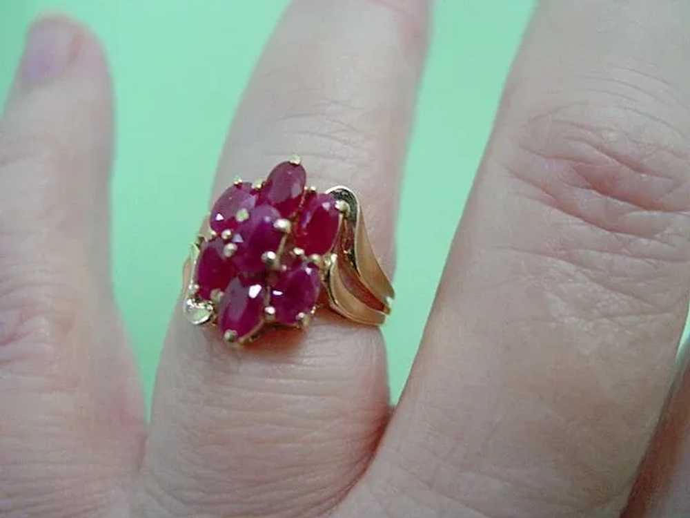 Ruby Red Ring 14KT Yellow Gold Multi Stones - image 4