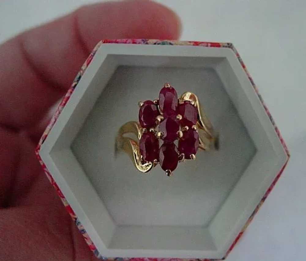Ruby Red Ring 14KT Yellow Gold Multi Stones - image 5
