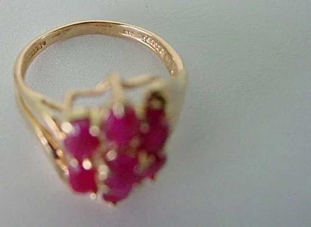 Ruby Red Ring 14KT Yellow Gold Multi Stones - image 6
