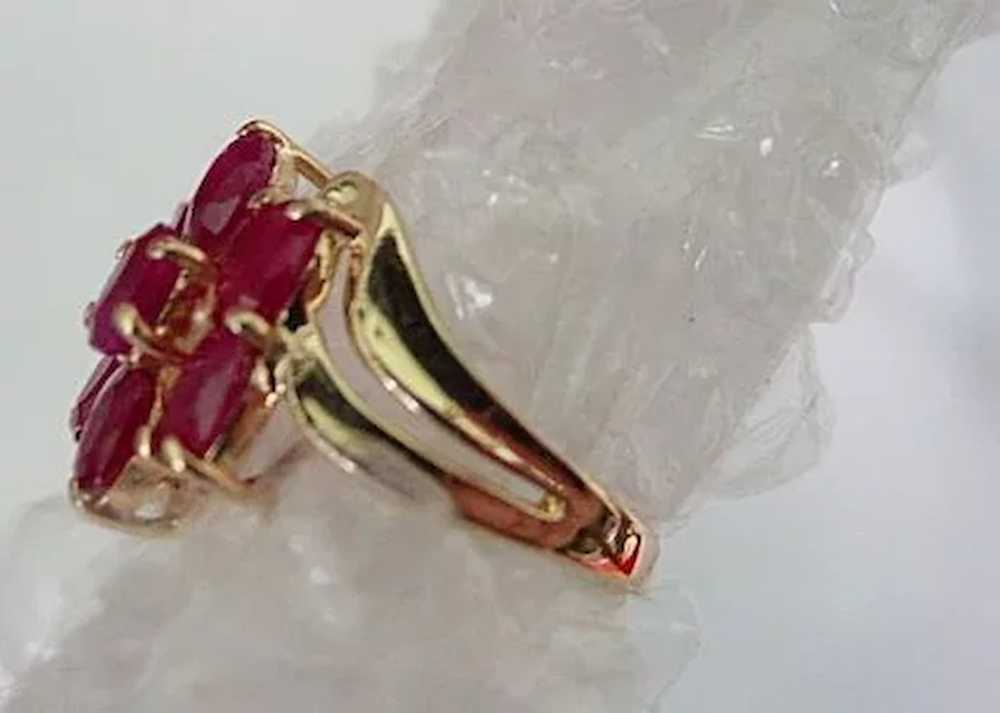 Ruby Red Ring 14KT Yellow Gold Multi Stones - image 7