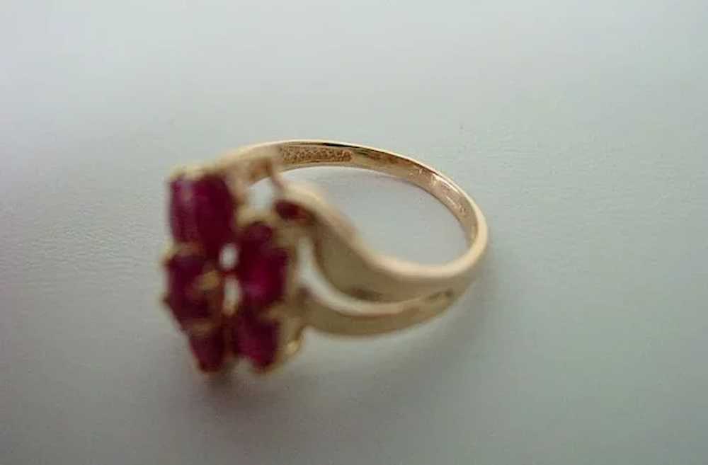 Ruby Red Ring 14KT Yellow Gold Multi Stones - image 8