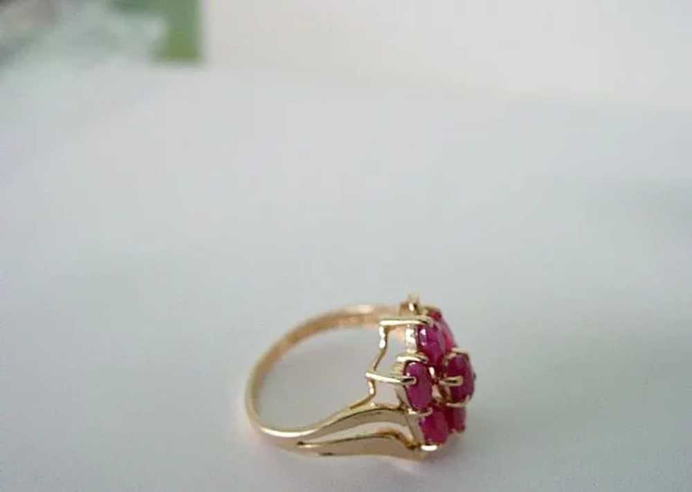 Ruby Red Ring 14KT Yellow Gold Multi Stones - image 9