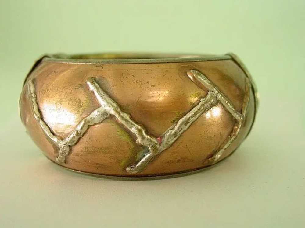 Copper over 800 Silver  Wide Bangle Style Bracelet - image 1
