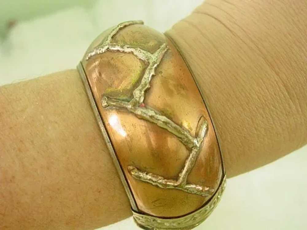 Copper over 800 Silver  Wide Bangle Style Bracelet - image 2
