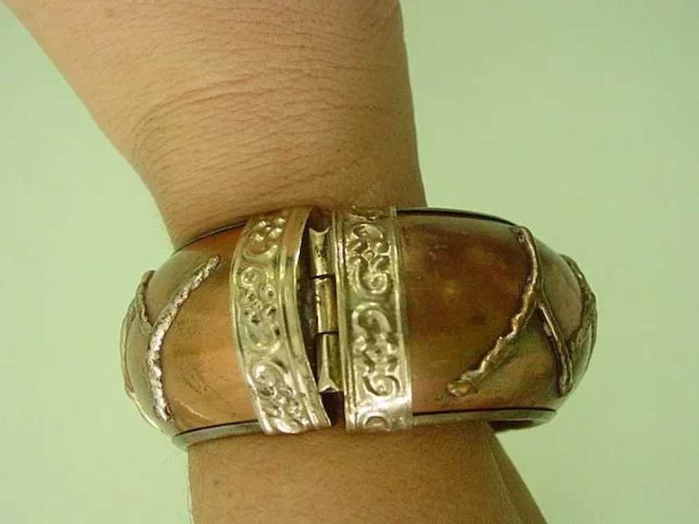 Copper over 800 Silver  Wide Bangle Style Bracelet - image 4