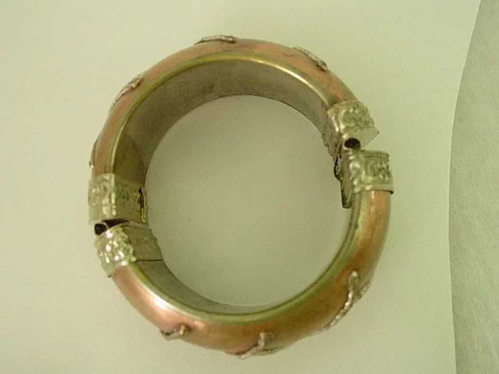 Copper over 800 Silver  Wide Bangle Style Bracelet - image 5