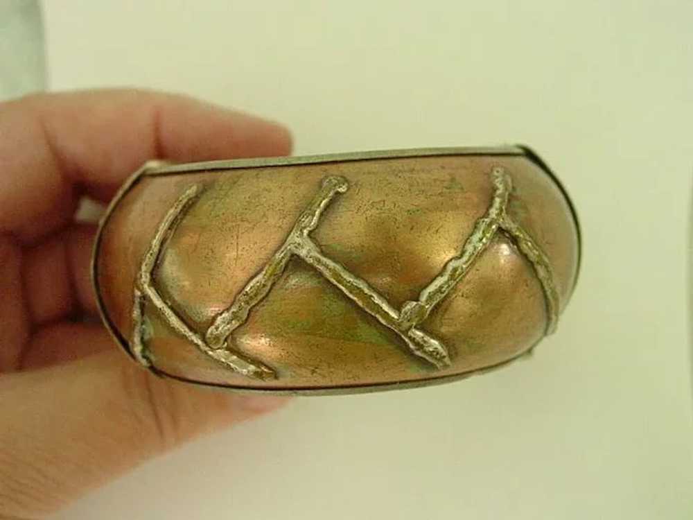 Copper over 800 Silver  Wide Bangle Style Bracelet - image 6