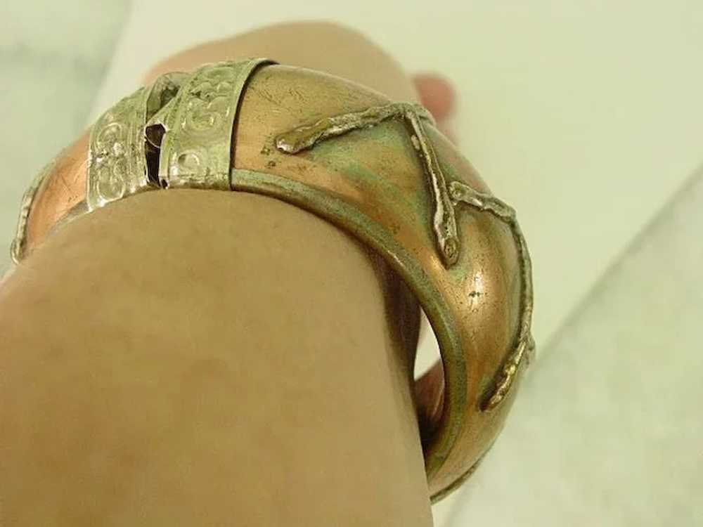 Copper over 800 Silver  Wide Bangle Style Bracelet - image 8