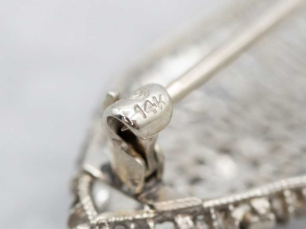 Art Deco Diamond Filigree Brooch - image 4