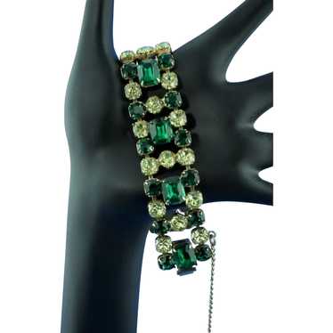 1950's Glitzy Green and Yellow Rhinestone bracelet