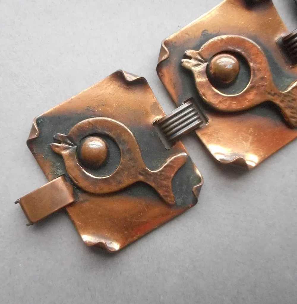 Fish Motifs Copper Bracelet Big Links Vintage Mid… - image 2