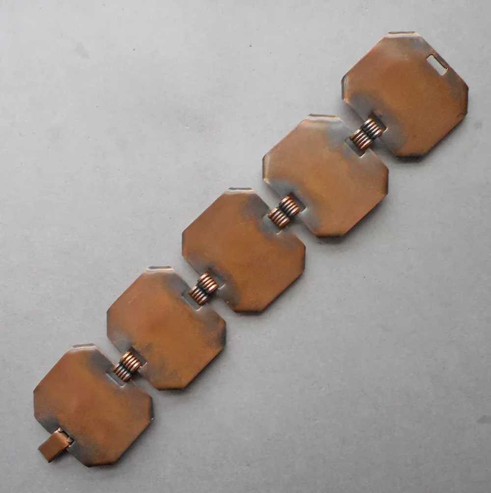 Fish Motifs Copper Bracelet Big Links Vintage Mid… - image 4