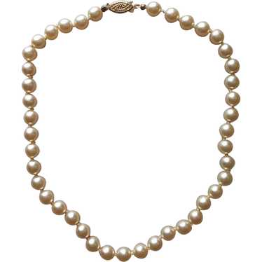 Faux Pearls Necklace Knotted 7.5 mm Vintage Deep … - image 1