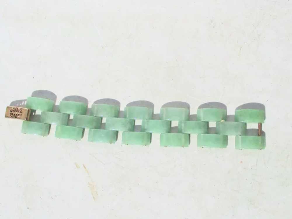 Carved Jade Hinged Bracelet Chinese Vintage 1960s' - image 2