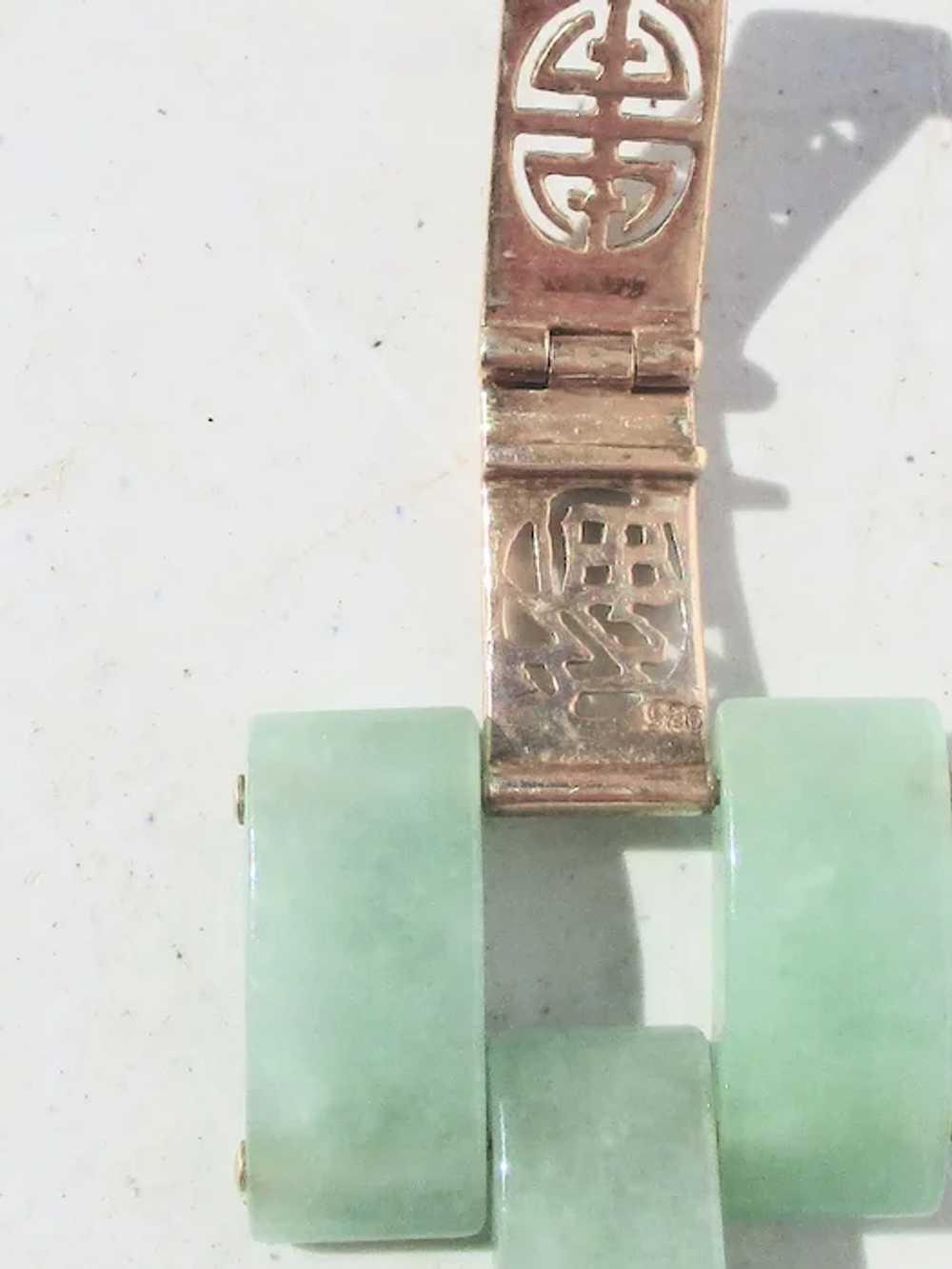 Carved Jade Hinged Bracelet Chinese Vintage 1960s' - image 3