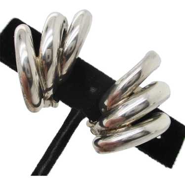 1960s Triple Joined Curl Sterling Clip-On Earrings