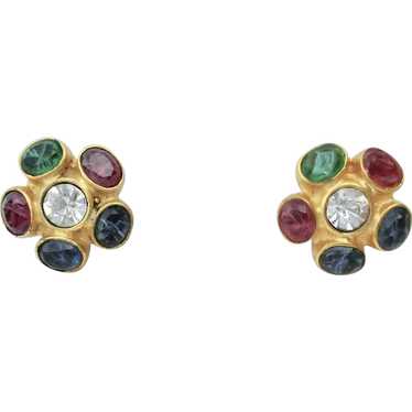 Ripoli Italian Gilt and Jeweled Earrings