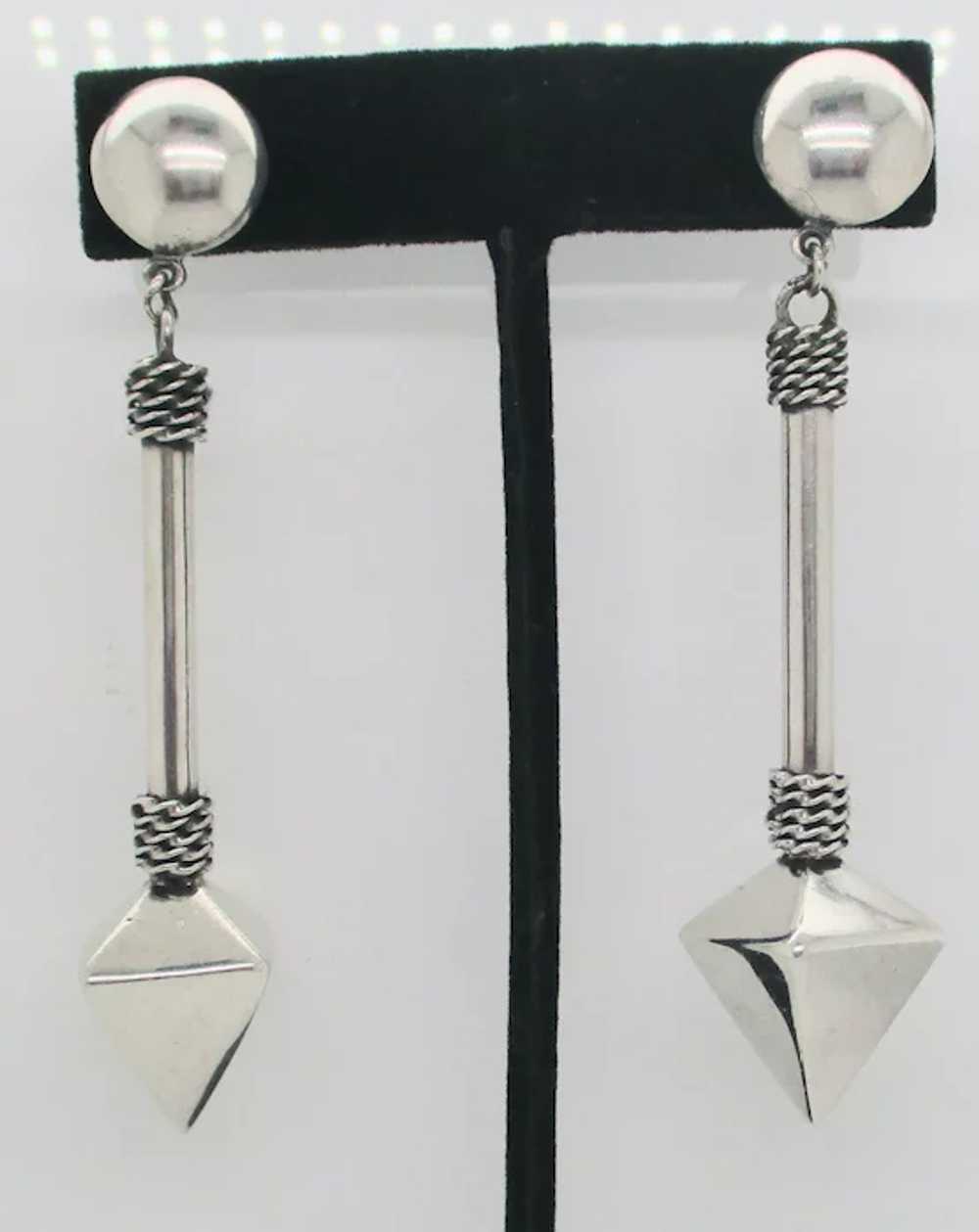 Modern Drop Sterling Earrings - image 2