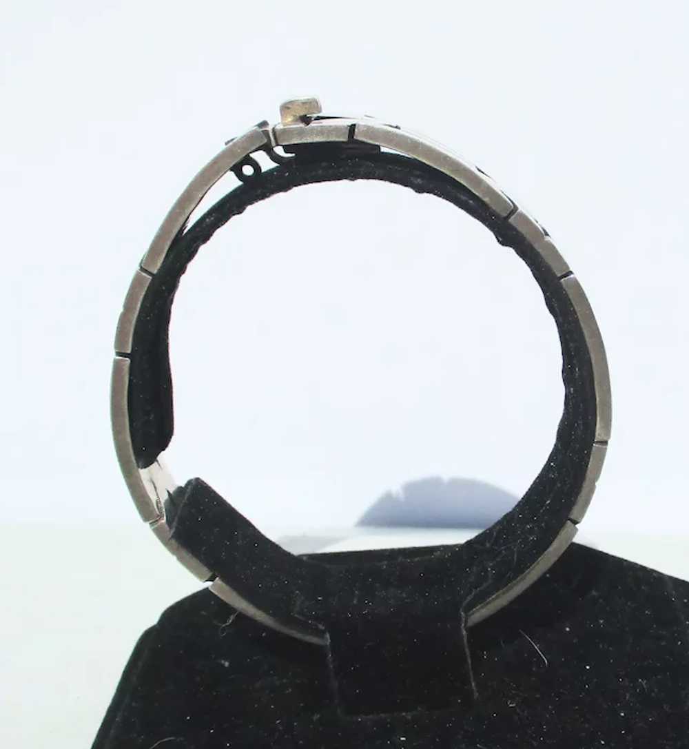 Sterling Silver Geometric Link Bracelet Vintage 1… - image 3