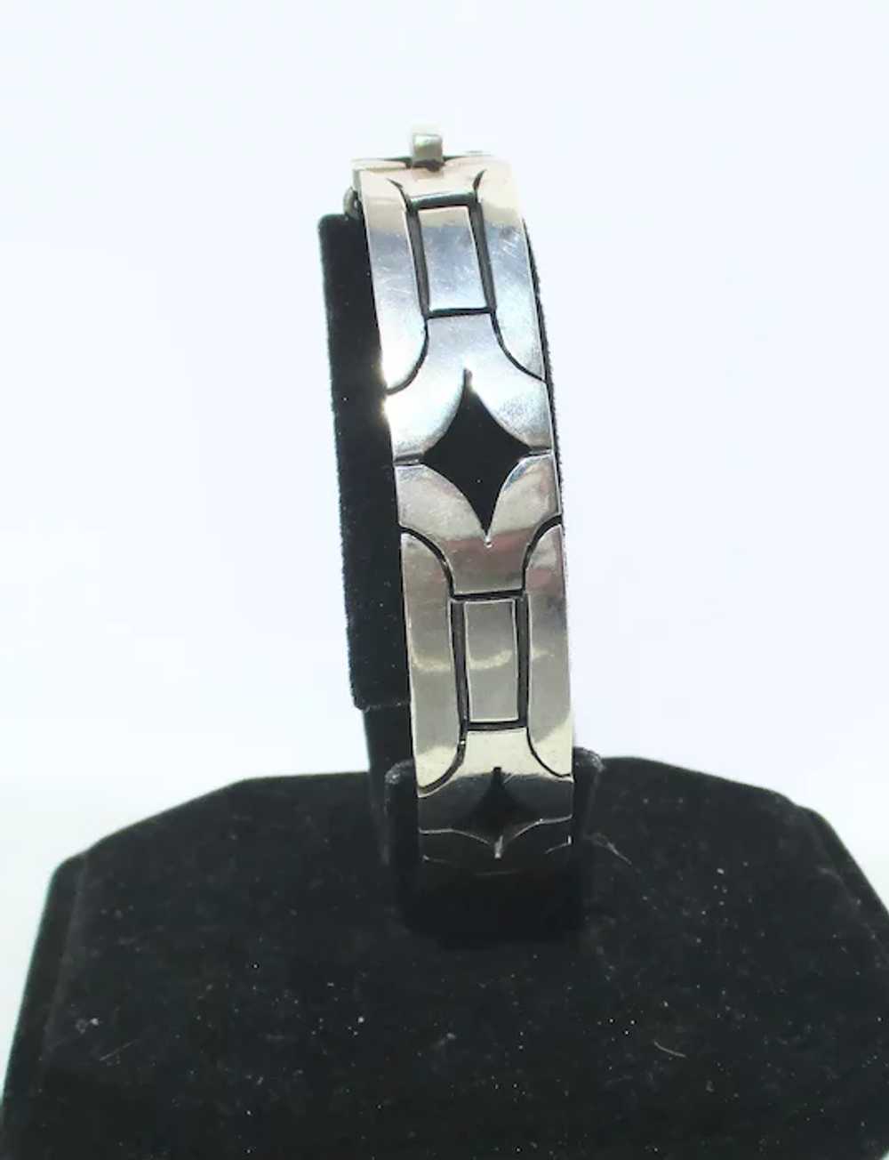 Sterling Silver Geometric Link Bracelet Vintage 1… - image 4