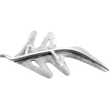 Vintage Minimalist 2024 Modernist Sterling Brooch. Designed by Miguel Garcia Martinez Taxco Mexico. 1950s.