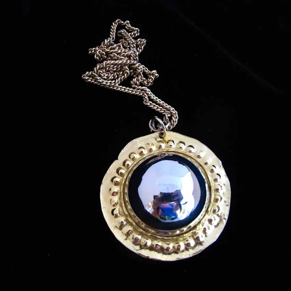 Vintage Kenneth Lane Large Faux Hematite Pendant … - image 3