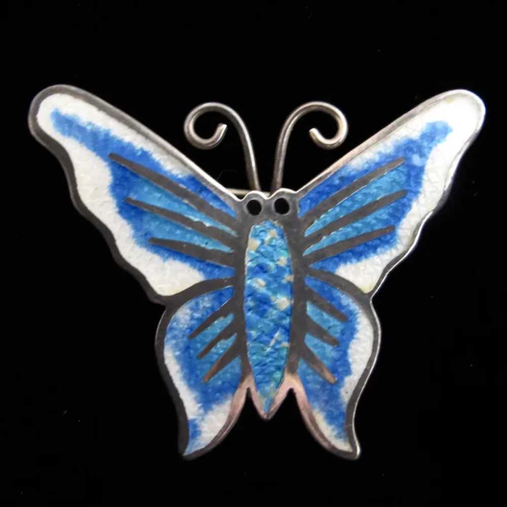 Vintage Taxco Mexico Sterling Silver Blue Enamel … - image 3