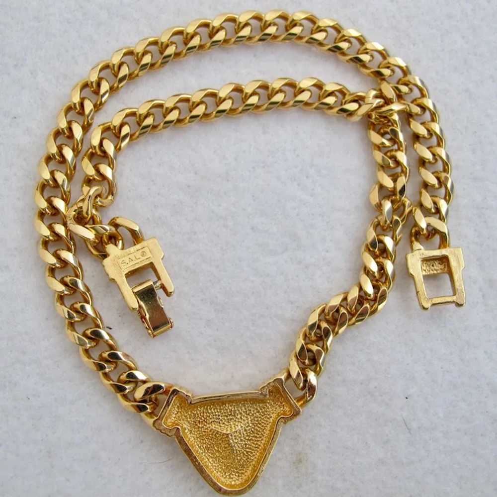 Vintage S.A.L. Swarovski Gold Plated Choker Neckl… - image 8